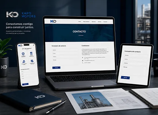 Antes y después de sitio web corporativo para KD Karo Motors