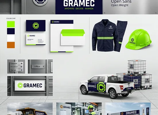 Portada del proyecto de identidad visual para GRAMEC