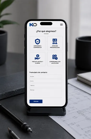 Vista de la sección de servicios del sitio web de KD Karo Motors