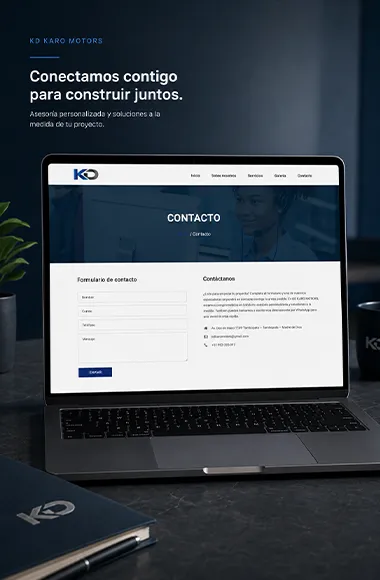 Mockup de interfaz web corporativa para empresa de construcción y mantenimiento